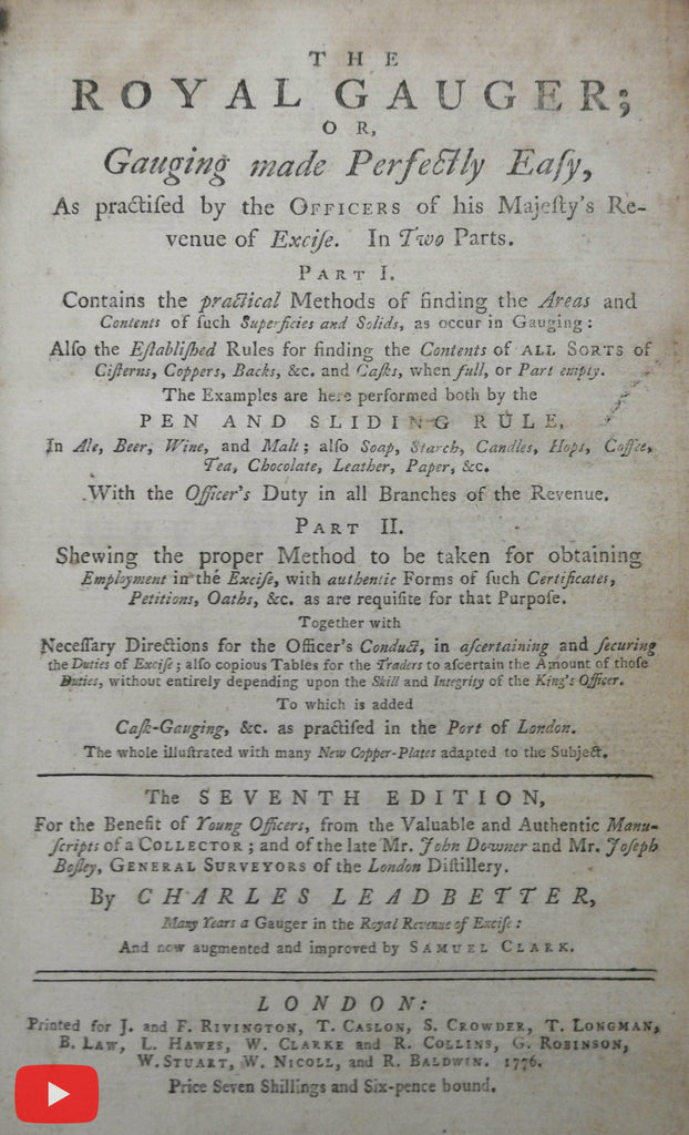 Royal Gauger British taxation collection 1776 Leadbetter Great Britain Customs