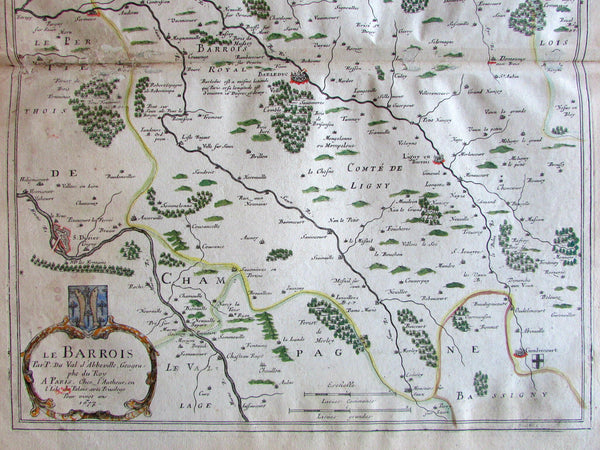 Le Barrois Champagne Ligny 1677 France folio du Val old map