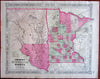 Minnesota Dakota territory 1864 Johnson & Ward transitional map