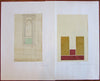 Architectural drawings c.1731 & 1823 F.J. Duban Prix de Rome medalist original