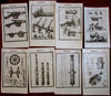 Militaria cannons warfare 1672 lot of 8 antique engraved prints Mallet