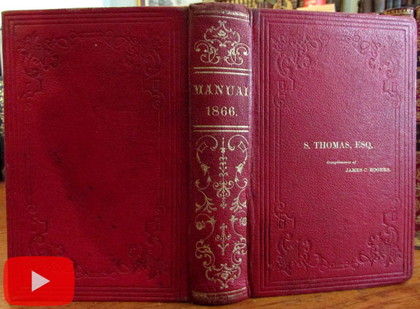 Albany New York State Legislature Manual 1866 red leather folding plans
