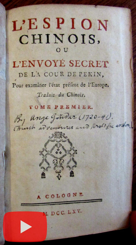 Chinese Spy China Europe 1765 Goudar Casanova rare books 3 vol set