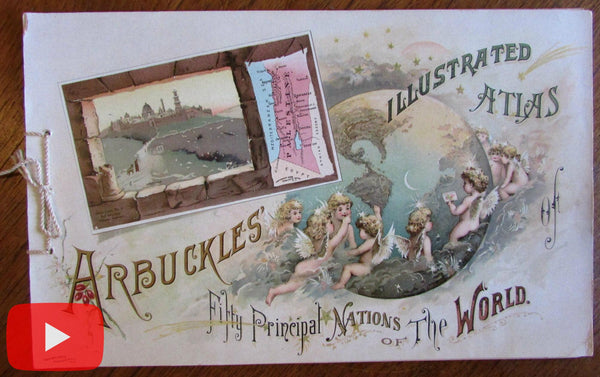 World Atlas 1889 Arbuckles Coffee 50 miniature maps countries chromo album