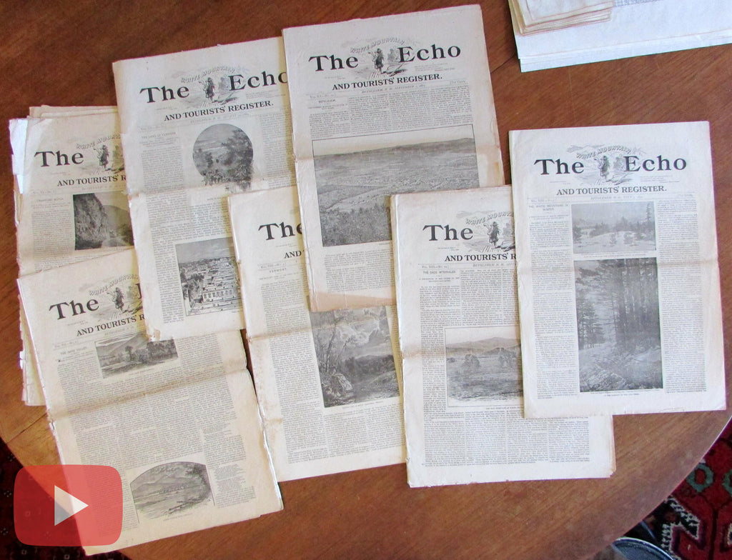 White Mountains New Hampshire 1880-90 The Echo Newspaper collection 7 issues