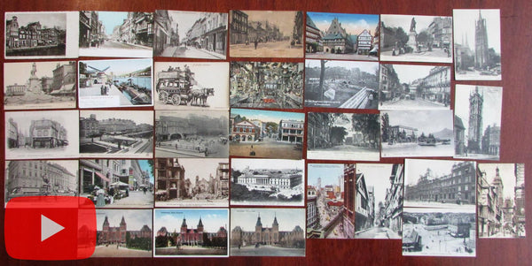 Advertising Street signs c.1900-40 old postcard lot x 32 posters shop windows