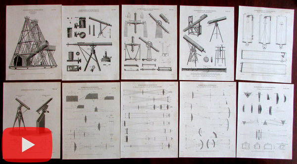Astronomy Telescopes Microscopes Optics 1814-19 Lot of 10 antique prints