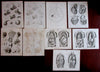 Anatomy Ears Heart Human Body organs 1808-14 prints lot x 9 Myology
