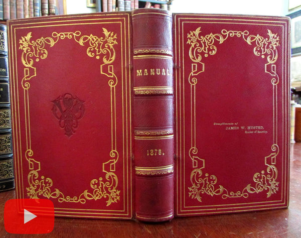 NY state Legislature Manual 1876 red leather diagrams J.W. Husted gift binding