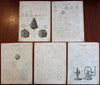 Crystals Minerals Mineralogy c.1800 W. Kneass lot x 5 fine engraved prints