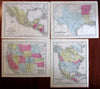 Texas map 1872 American Western U.S. states nice lot of 4 maps North America