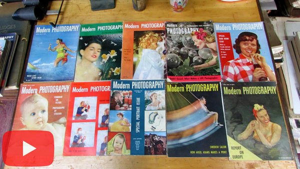 Modern Photography 1950 lot x 10 issues Minicam magazine great ads & b&w photos