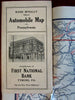 Automobile road map Pennsylvania 1922 Tyrone First National Bank huge symbols cars