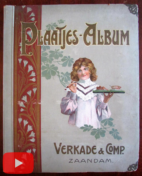 Verkade Dutch Biscuits c.1903 Album #3 w/ 144 chromo trade cards complete A+