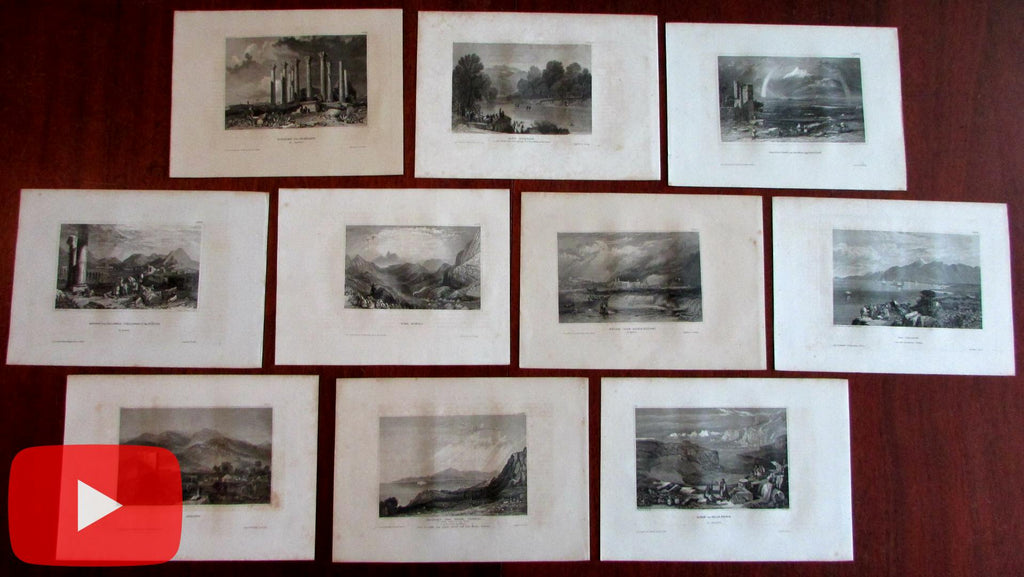 Middle East Arabia Syria Jerico Ararat Lot x 10 engraved prints c.1840-50 nice views