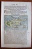 Cyprus 1550 Munster wood cut map old hand color charming