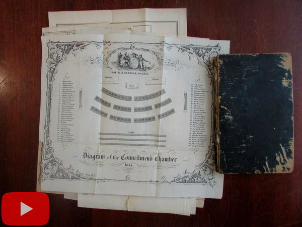 New York State 1824 pocket map Spoffard's Gazetteer Albany Constitution Senate