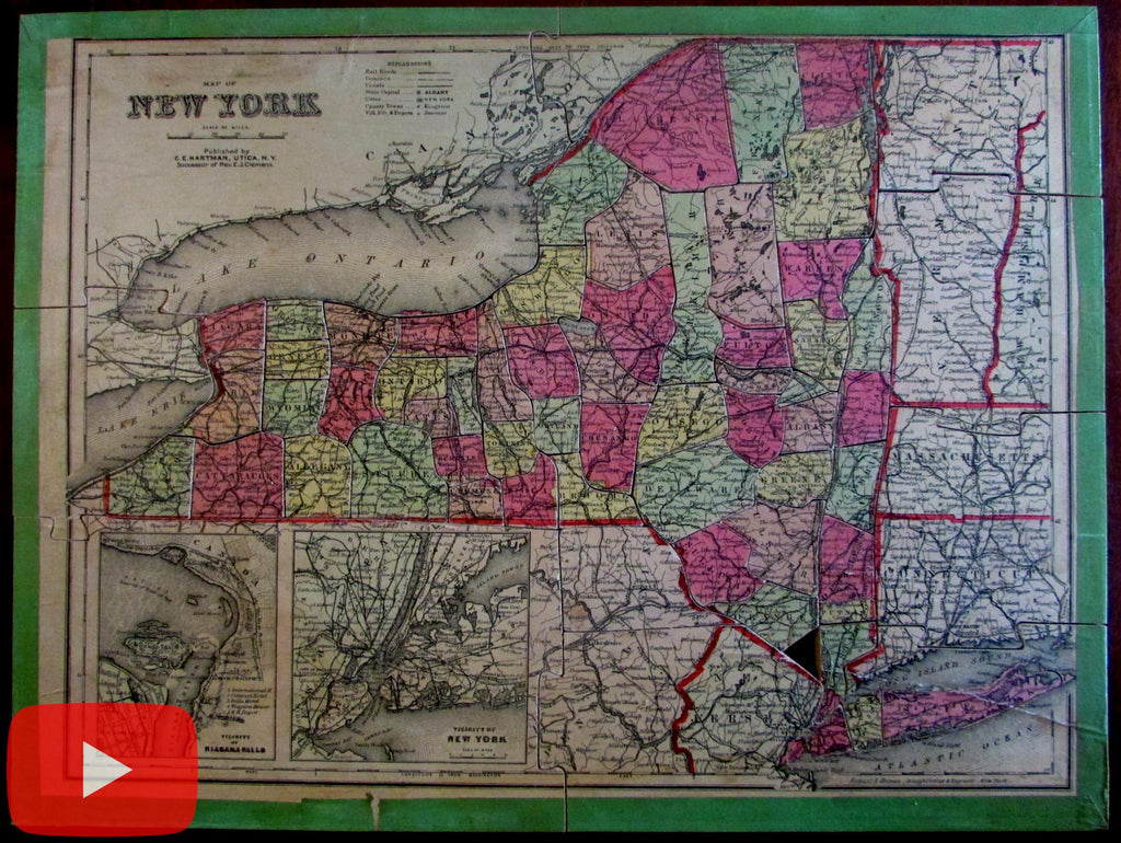 Clemens C.E. Hartman c.1893 New York state jigsaw puzzle advertising