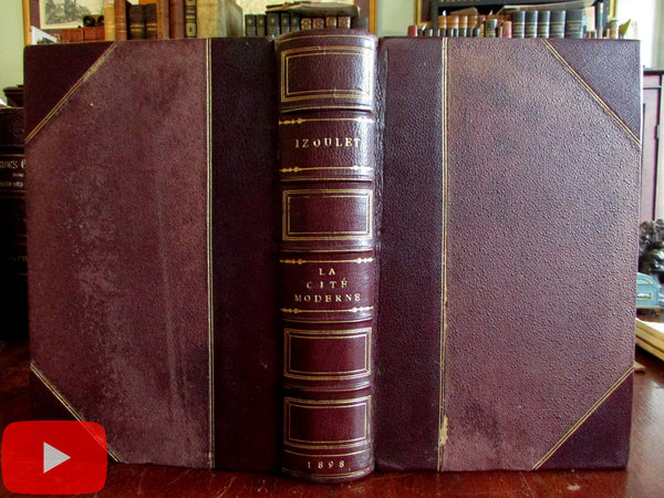 Modern City philosophy metaphysical sociology 1898 Izoulet leather book French