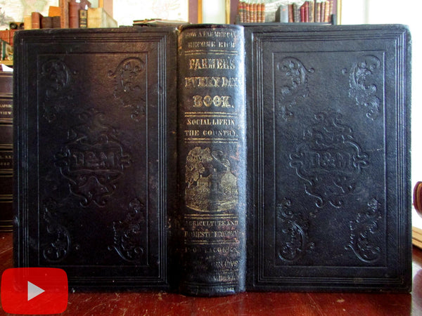 Farmers Everyday Book 1850 get rich in farming advice recipes huge leather book