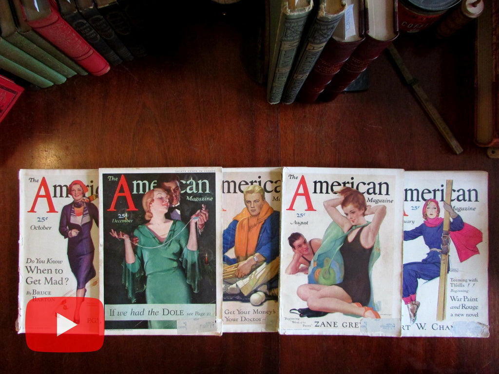 1931 America lot of 5 wonderful illustrated magazines w/ many great color ads