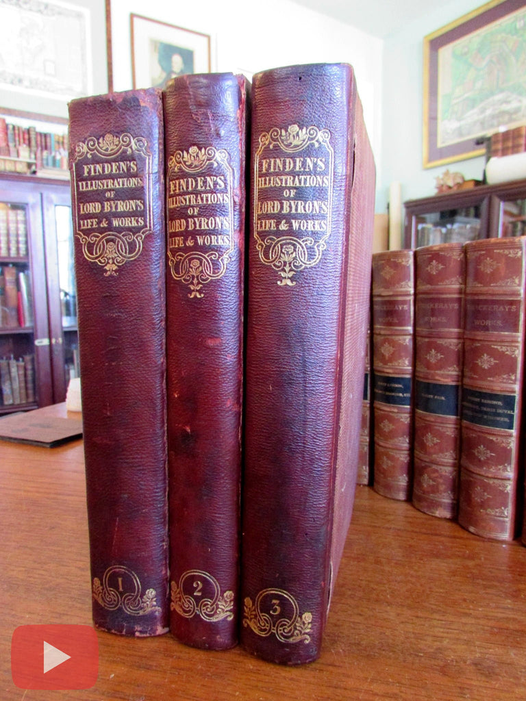 Finden Byron Brockedon 1834 set 3 old books w/ 126 engraved plates complete