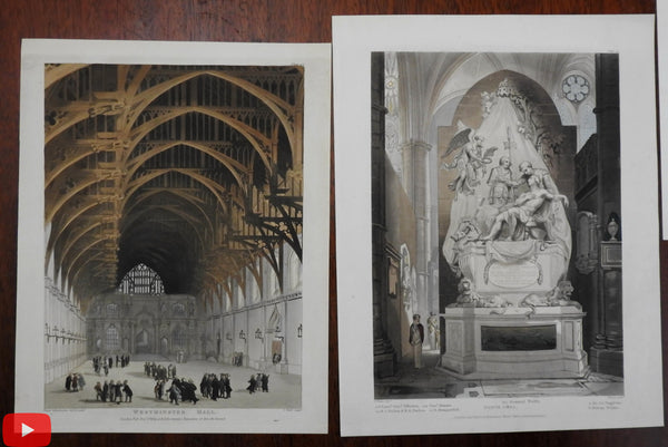 Ackermann aquatints 1809-14 lot of 6 England British Churches Cathedrals London