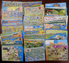 British Isles cartographic cartoon-style postcards 1960's-early 80's lot of 140