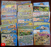 British Isles cartographic cartoon-style postcards 1960's-early 80's lot of 140