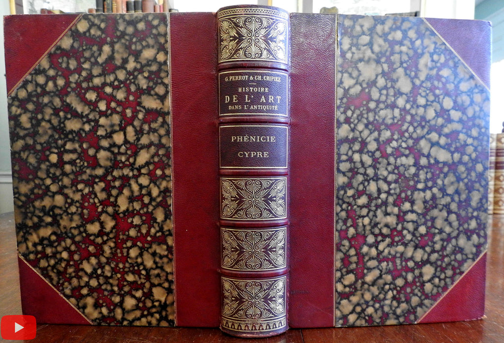 Cyprus Phoenicia Ancient Art History 1885 Perrot Illustrated Leather book French