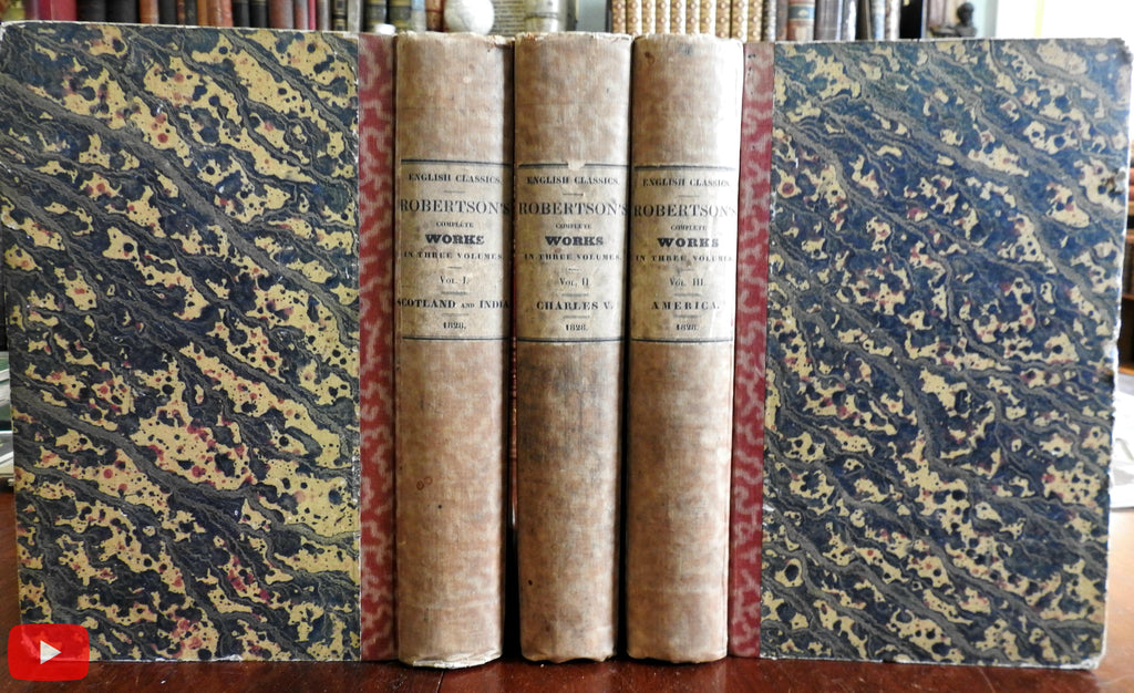 Robertson's Complete Works 1835 set 3 vols America India Scotland Charles V