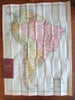 South American 1892 folding pocket map cloth gilt case scarce Rand McNally