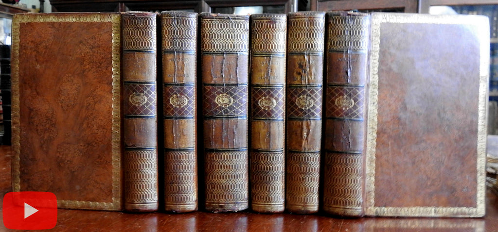 Moliere Works 1804 Lovely French leather set 6 vols w/ 20+ engraved plates