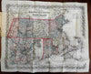 Pocket map 1861 E.P. Dutton Massachusetts & Rhode Island Colton rare fine