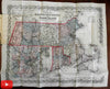 Pocket map 1861 E.P. Dutton Massachusetts & Rhode Island Colton rare fine