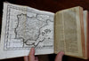Geographical Dictionary 1779 nice gilt leather book w/ 5 folding maps of world