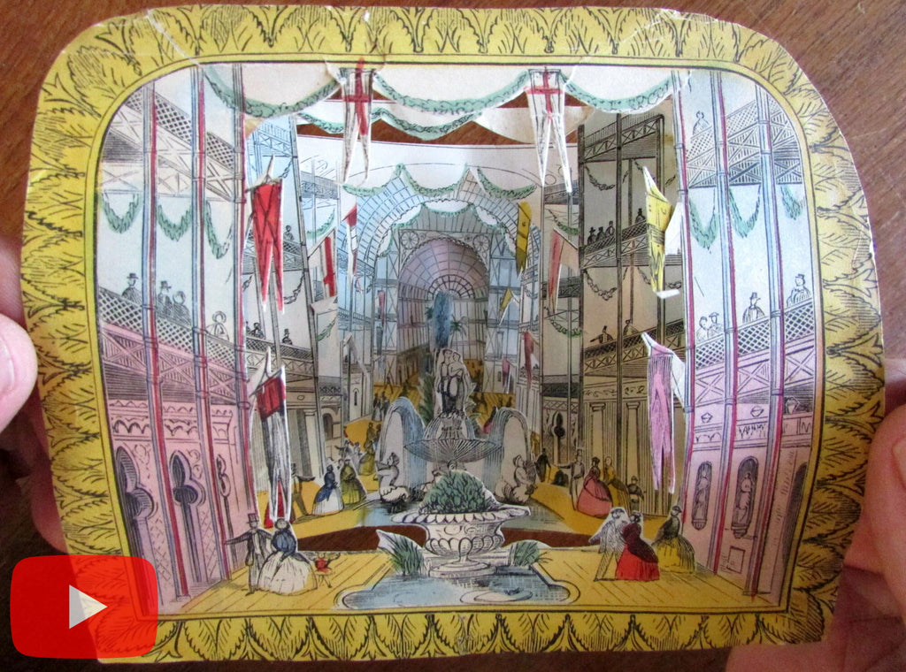 London Crystal Palace c.1851 Optical Toy diorama 3-D effect hand color rare