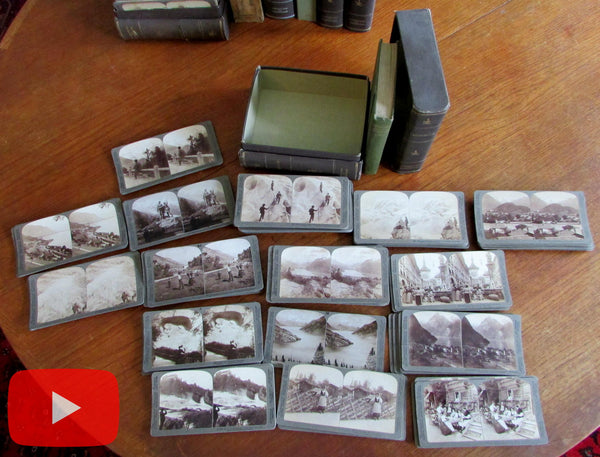 Switzerland 100 stereo view old c.1909 boxed set Underwood w/ book