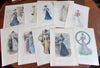 Ladie's Fashion color prints 1898 lot x 10 large beautiful scarce supplements