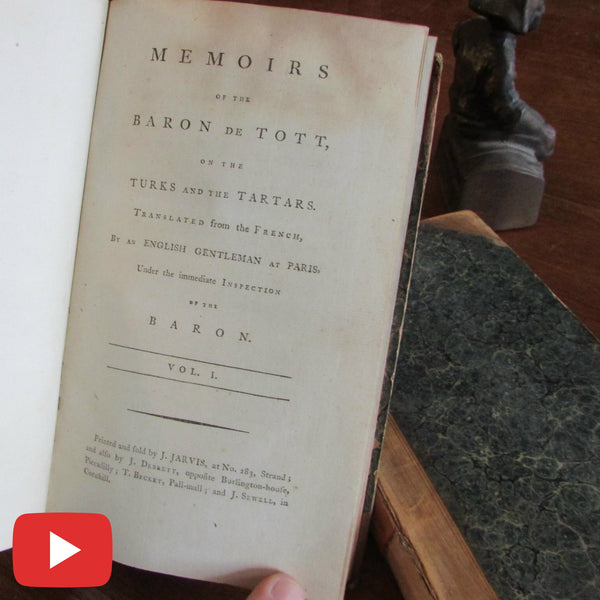 Turkey Tartars 1785 Baron de Tott 2 vol set rare old books