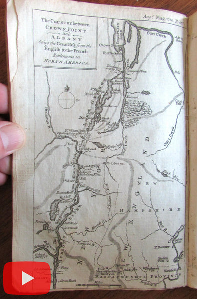 NY Canada 1758 Crowns Point Albany 2 rare maps Louisbourg harbor Cape Breton