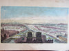 Paris France c.1850-1875 birds-eye views old prints lot x 5 hand colored panoramas