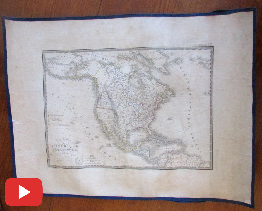 North America United States 1828 Brue linen backed map Territorial scarce