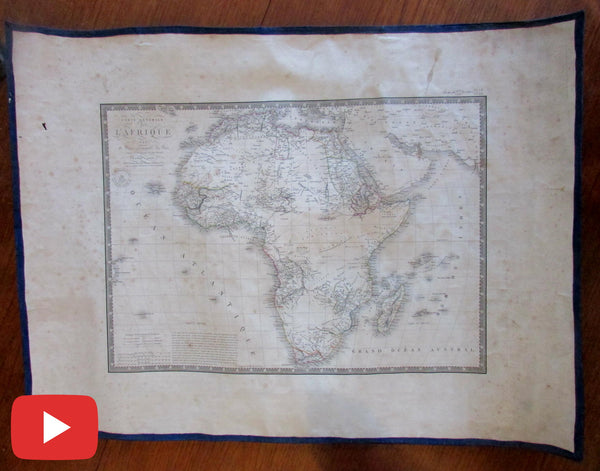 Africa 1828 Brue linen backed map Mts. of Moon