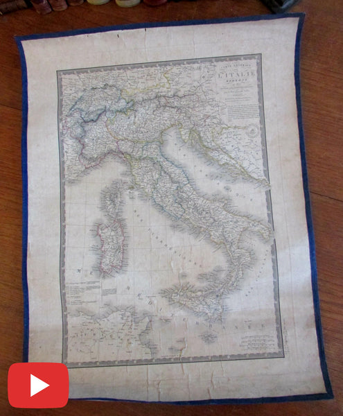 Italy Italia 1828 Brue linen backed old map