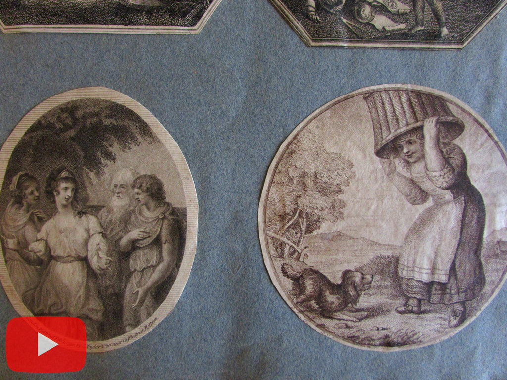 Engravings c.1780's-1820's Lot x 19 mythology sepia deathe dog interiors