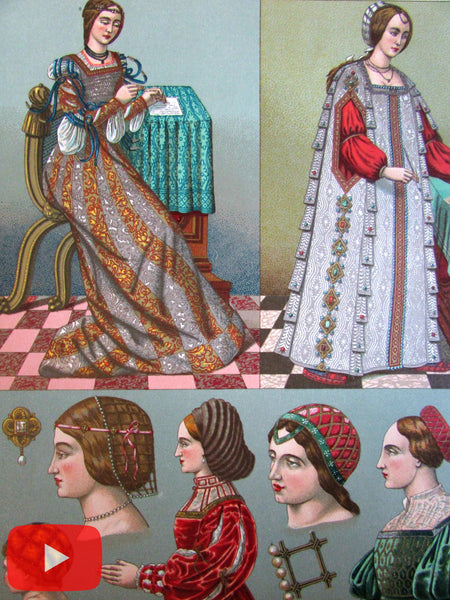 Racinet 1880's beautiful lot x 10 fashion clothing dress nice costume prints