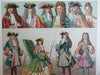 Fashion Style Dress Europe 1600 & 1700's Racinet old color prints lot x 15