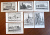 London England architecture prints views c.1780's lot x 7 old prints buildings