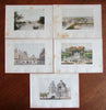 Fontainebleau St. Cloud France c.1850-60's Lot x 5 lovely old color prints